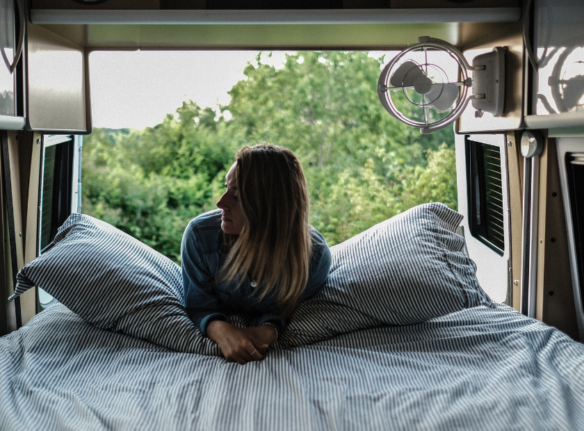Woman in motorhome with Sirocco fan