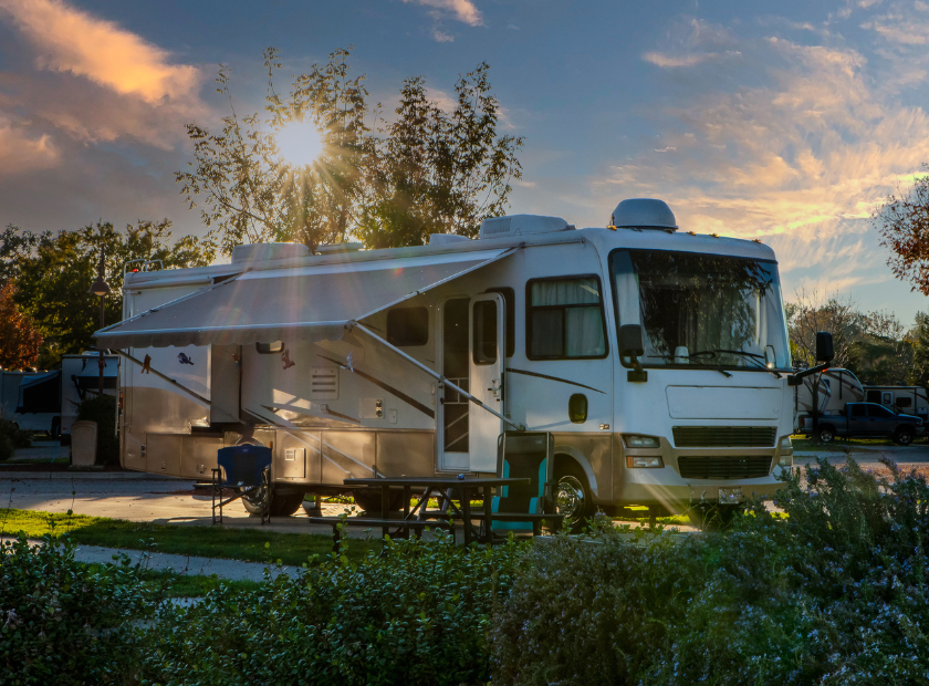 RV at sunset